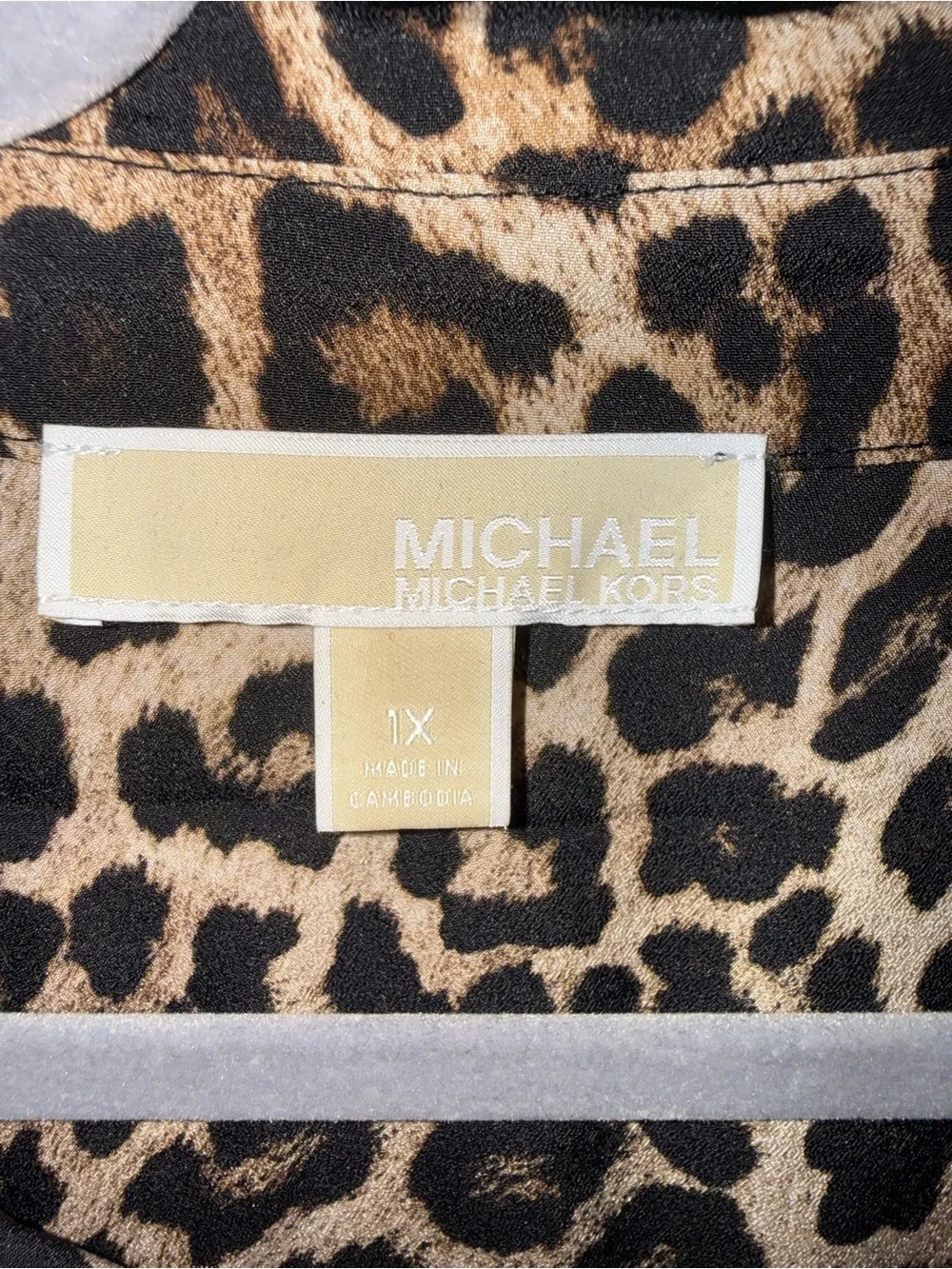 MICHAEL Michael Kors Leopard Print Zip Front Jacket Blouse Women’s 1X Plus Size